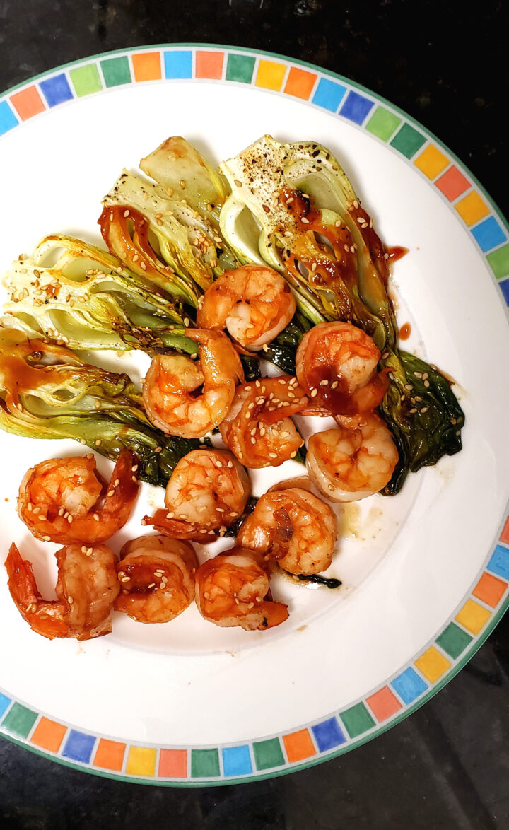 Baked Shrimp with Chinese Cabbage and Sweet and Spicy Barbecue Sauce