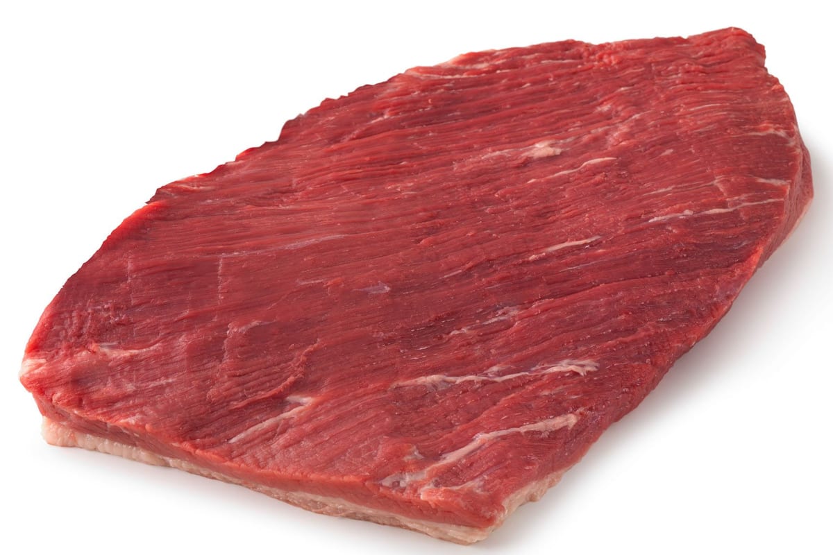 raw cut of a beef brisket flat