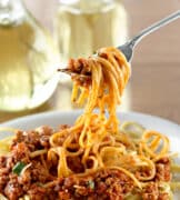 instant pot spaghetti on fork