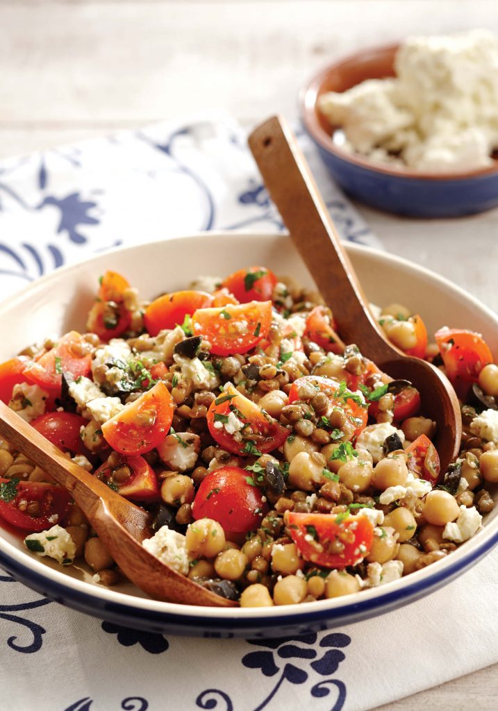 Mediterranean Chickpea Salad with Lentils and Tomatoes