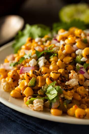 mexican street corn salad - elote removed from the cob