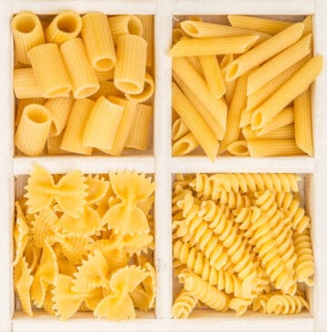 Instant Pot Pasta. An assortment of ziti, penne, farfalle, and rotini.